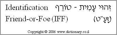 'Identification Friend-or-Foe (IFF)' in Hebrew